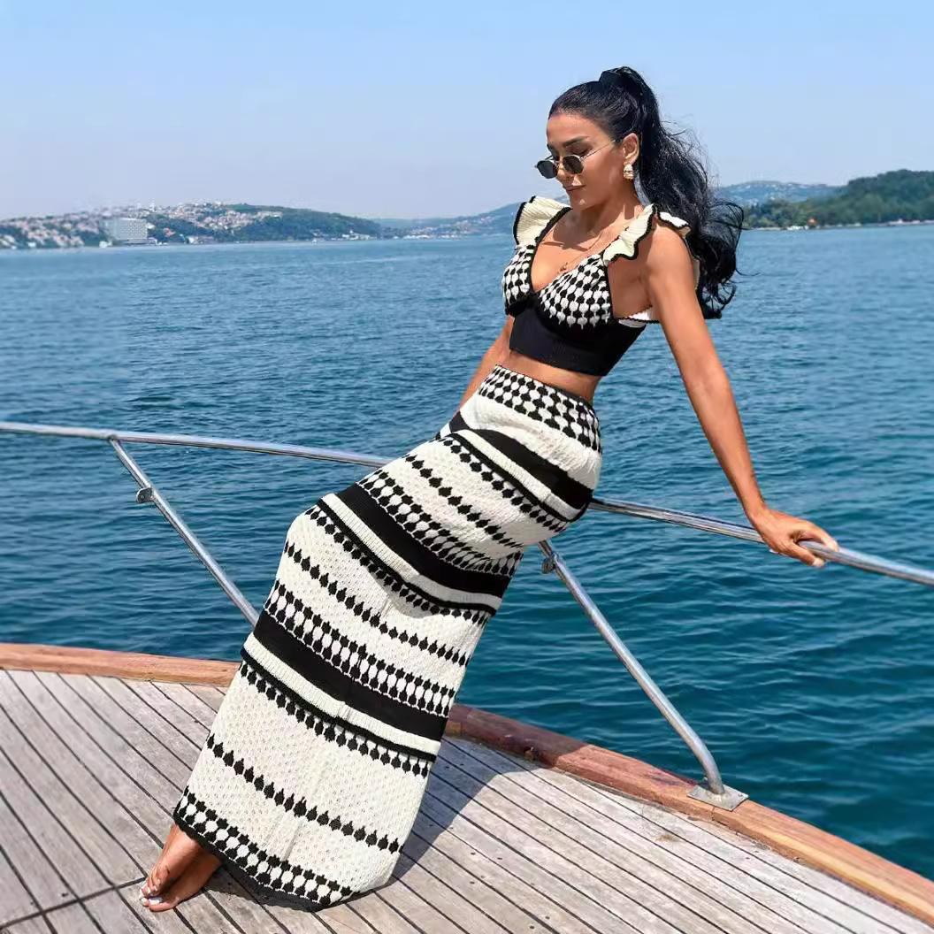 Crop Top Crochet - Bohemian Knitted Crop Top And High