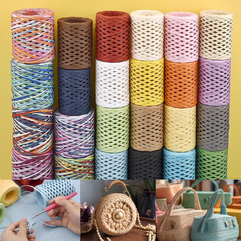 Crochet Bag Raffia - 100M Natural Raffia Straw Yarn For