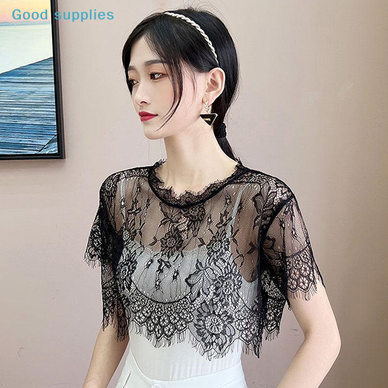 Blouse Off Shoulder - nimbleWomen Scarf Lace Lace Shawl White