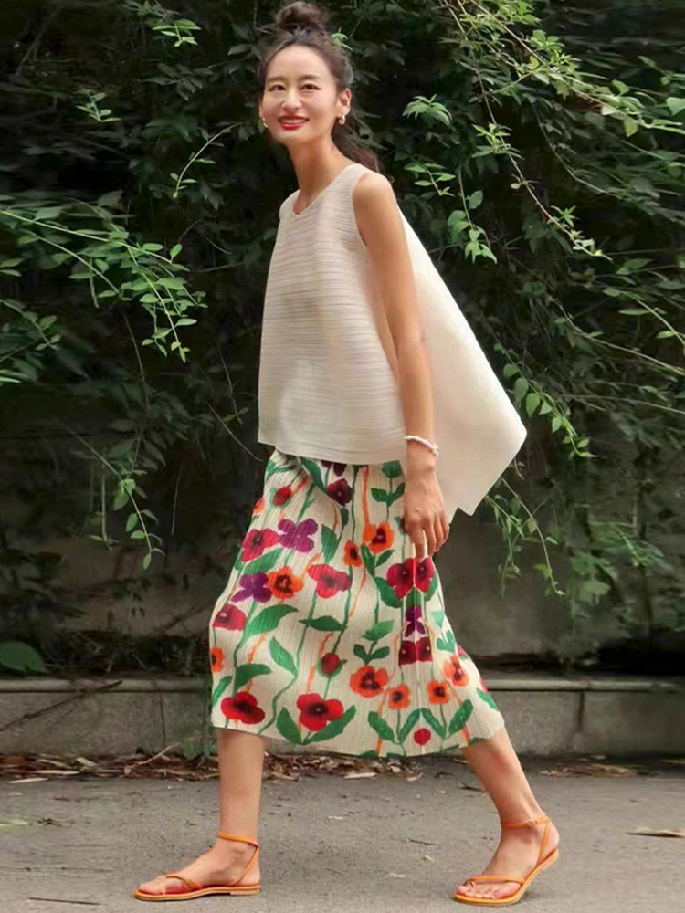 Floral Print Slimming Comfort - Midi Skirt Floral review and price