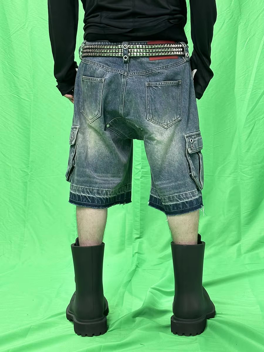 REDDACHIC Men Big Pockets Whis - Shorts Denim Frayed review and price