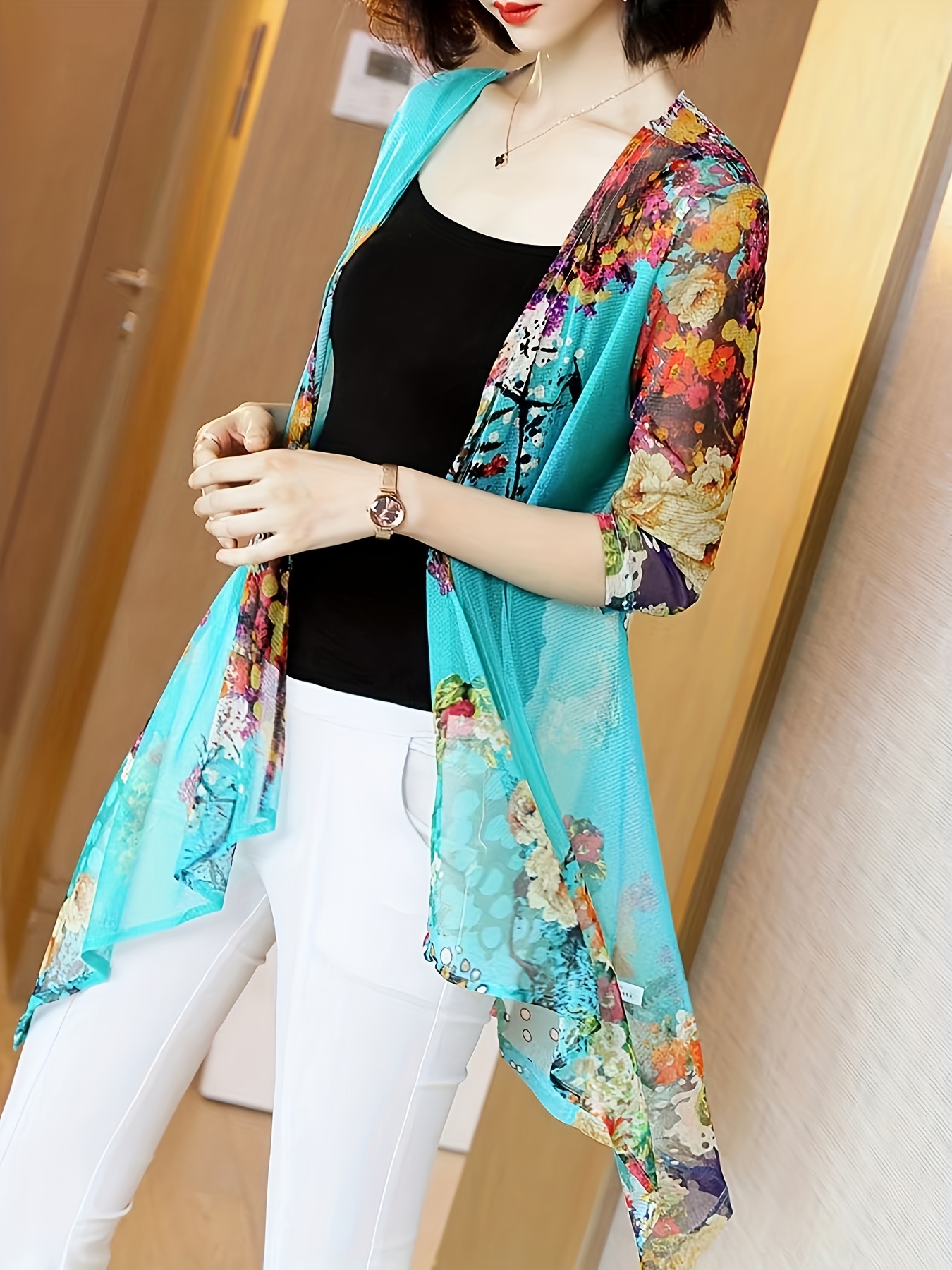 Women's Elegant Sheer Mesh Car - Kimono Sheer Floral review and price