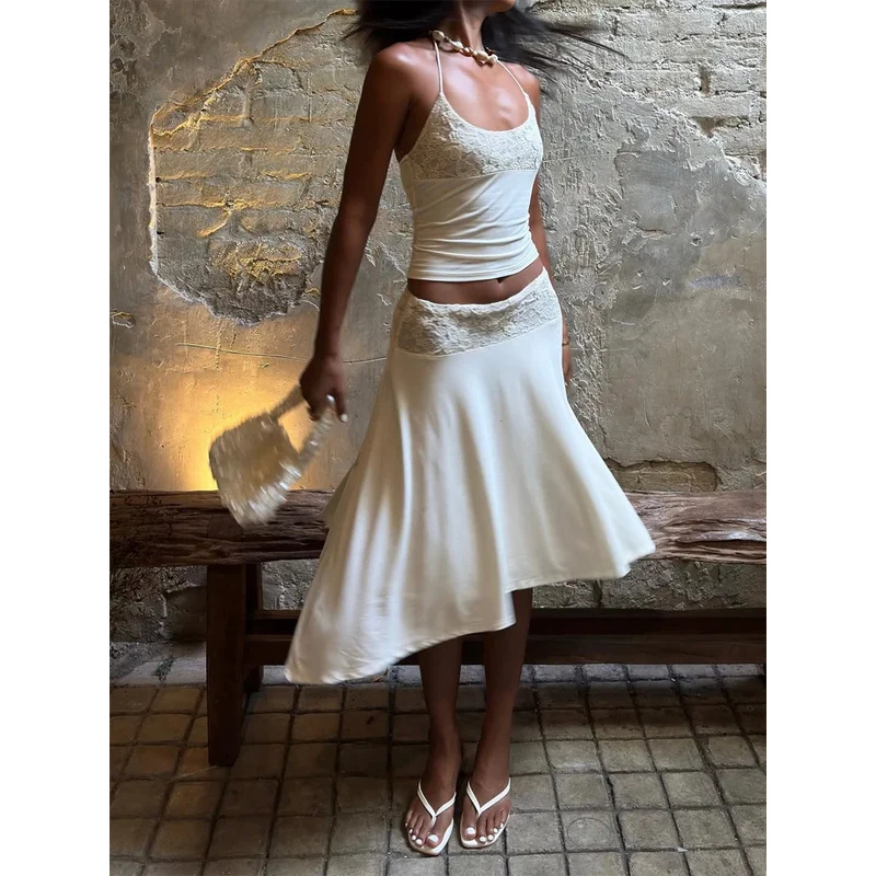 Sexy Lace Patchwork Sling Top  - Maxi Dress Halter review and price