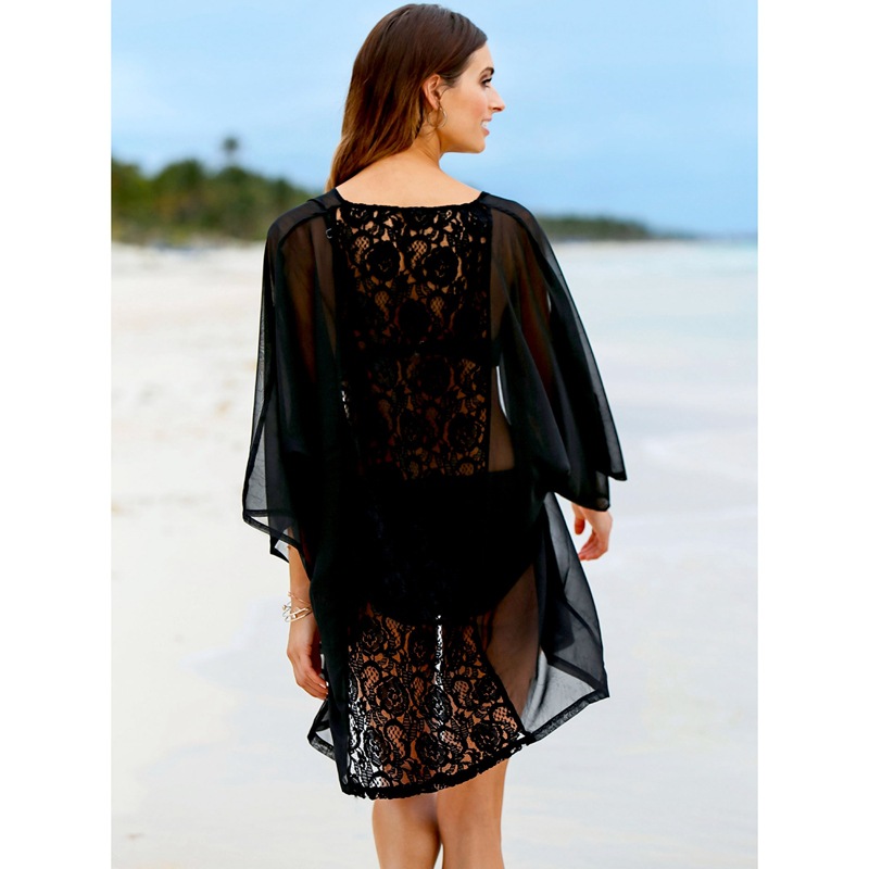 Women's Elegant Black Sheer Ki - Kimono Sheer Floral review and price