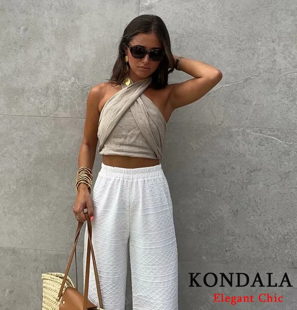 KONDALA Sexy Casual Crossover  - Linen Pant Wide review and price