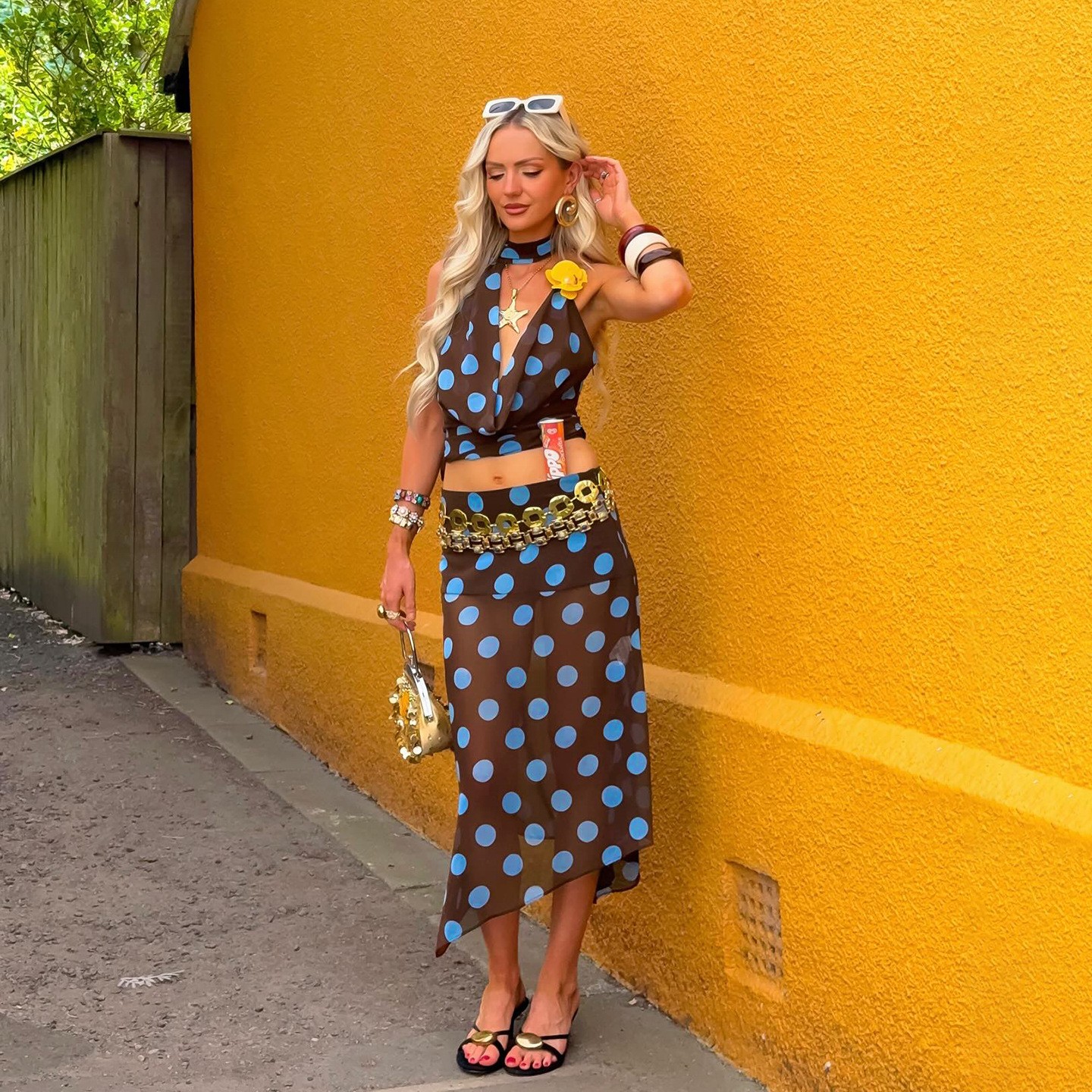 2 Piece Set Off Shoulder Polka - Maxi Dress Halter review and price