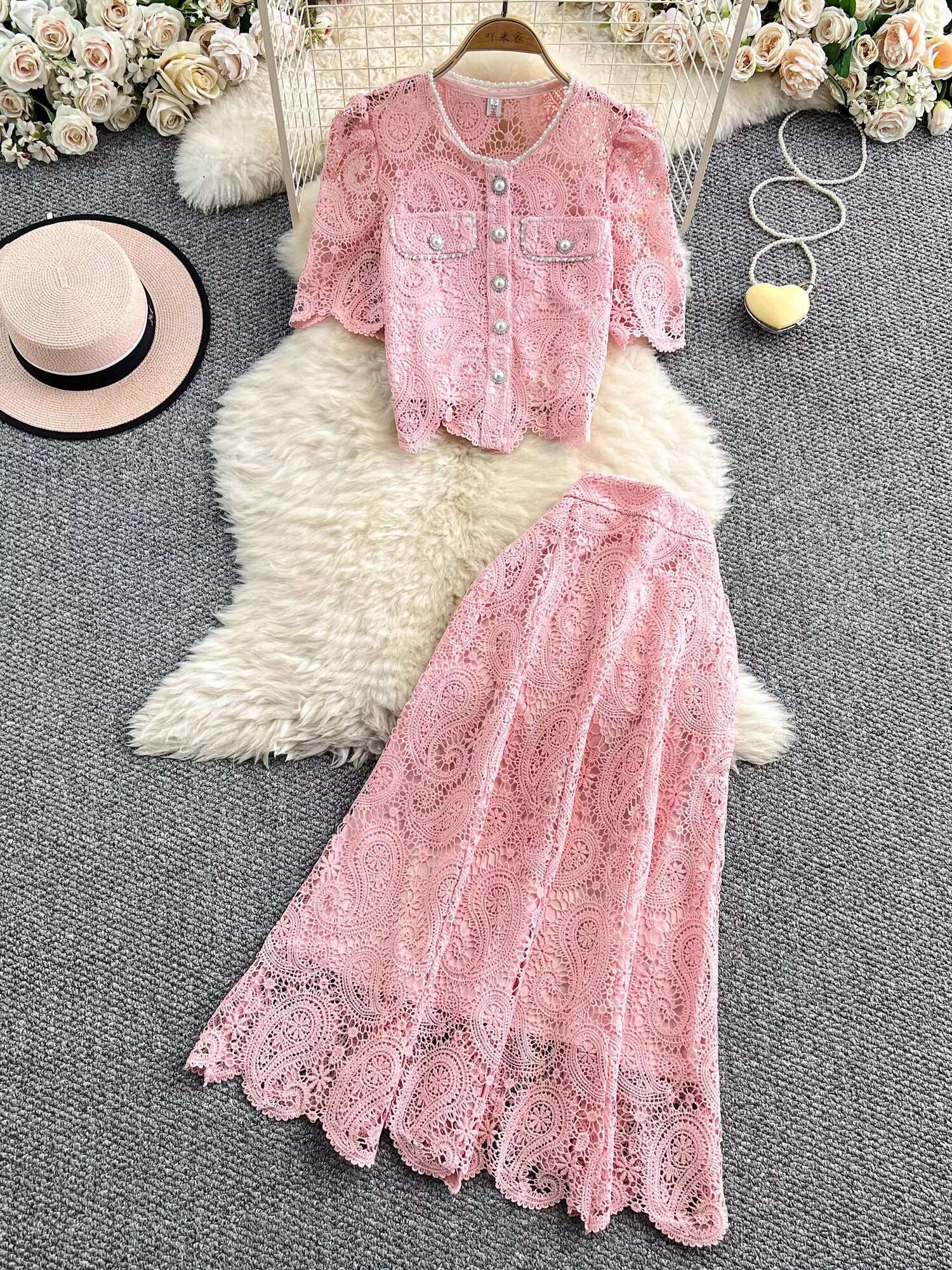 Elegant Pearl Long Dress Suits - Midi Skirt Floral review and price