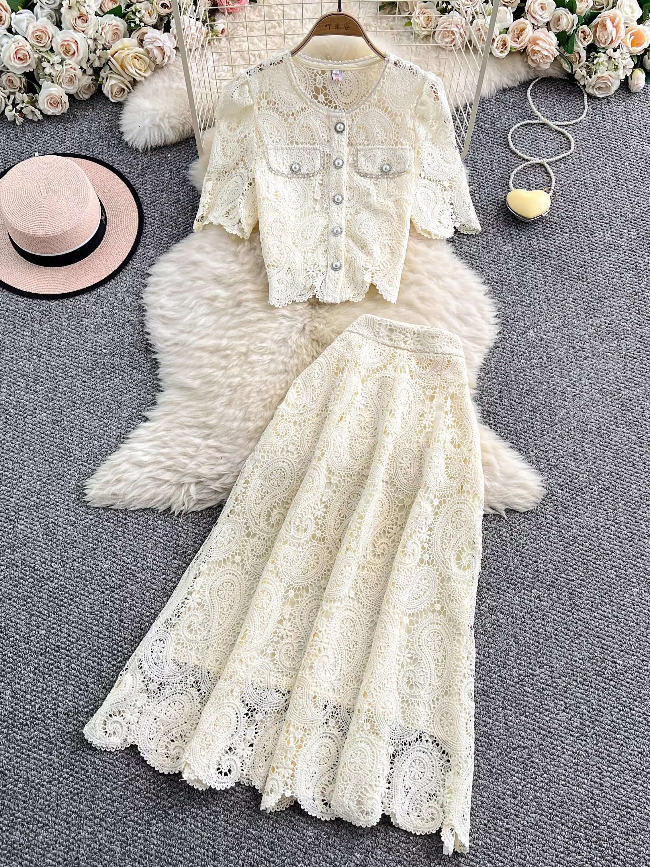 Elegant Pearl Long Dress Suits - Midi Skirt Floral review and price