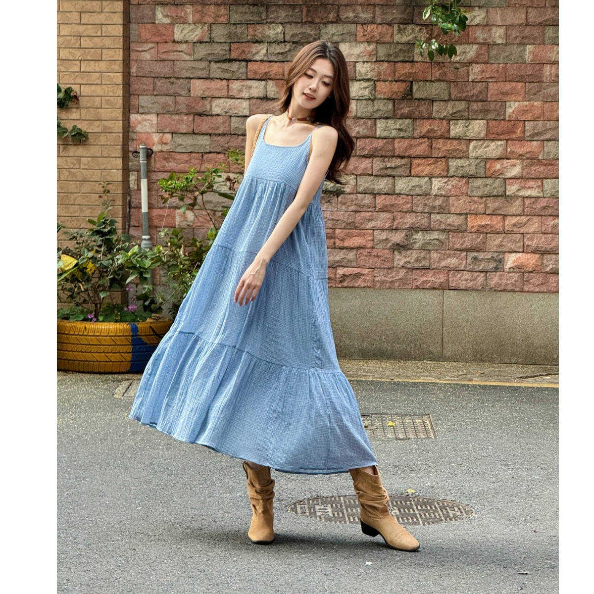 Elegant Blue Plaid Cotton Line - Linen Dress Wrap review and price