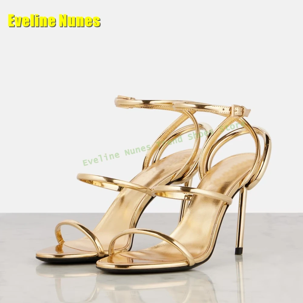 Golden Strappy Metallic Leathe - Sandal Strappy Heeled review and price