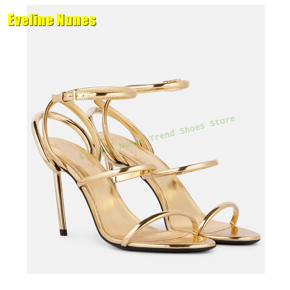 Golden Strappy Metallic Leathe - Sandal Strappy Heeled review and price