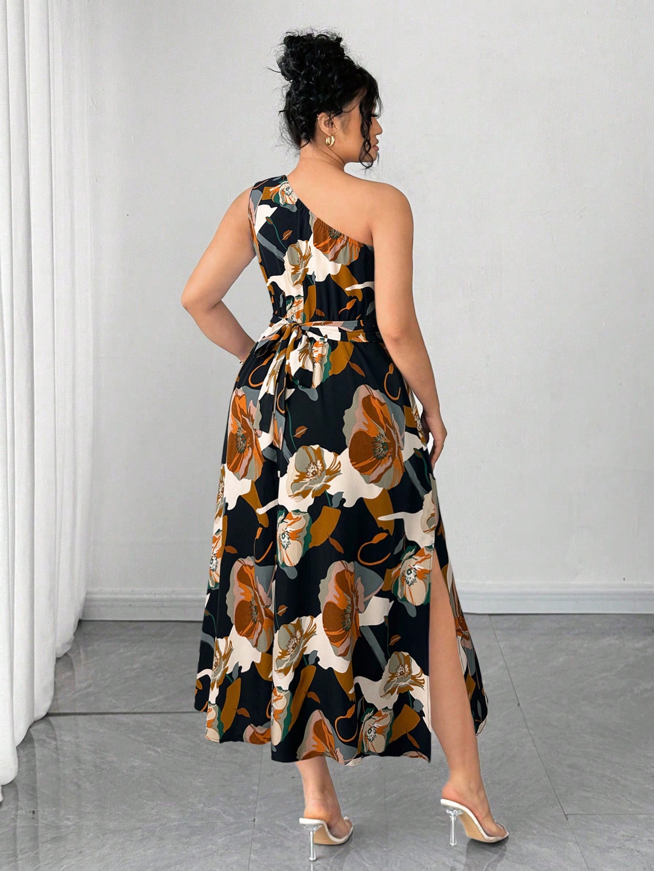 Asymmetrical One-Shoulder Flor - Midi Skirt Floral review and price