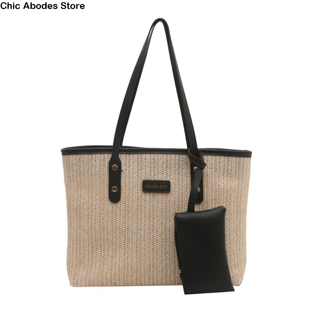 Casual Solid Color Weave Tote  - Tote Bag Beach review and price