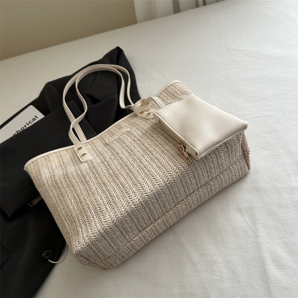 Casual Solid Color Weave Tote  - Tote Bag Beach review and price