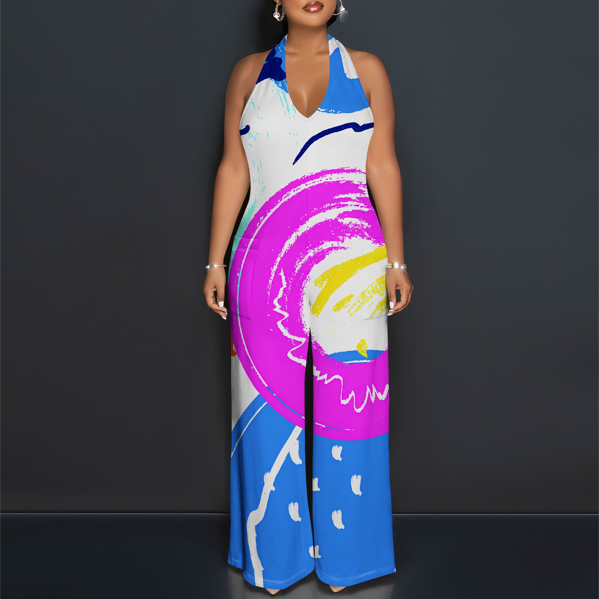 Bold Abstract Brushstroke Halt - Maxi Dress Halter review and price