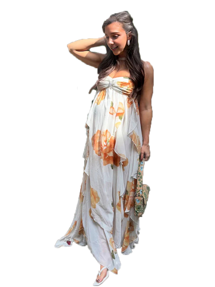 Boho Floral Maternity Photosho - Maxi Dress Halter review and price
