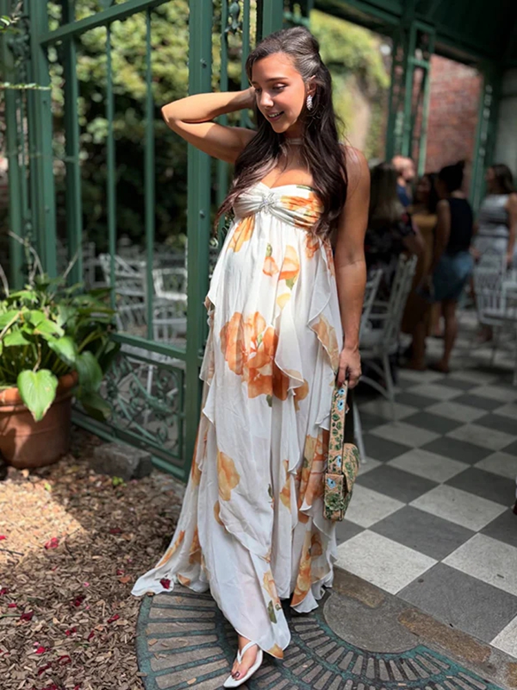 Boho Floral Maternity Photosho - Maxi Dress Halter review and price