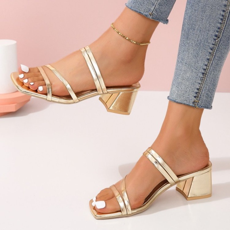 Women's Mules Open Square Toe  - Sandal Strappy Heeled review and price