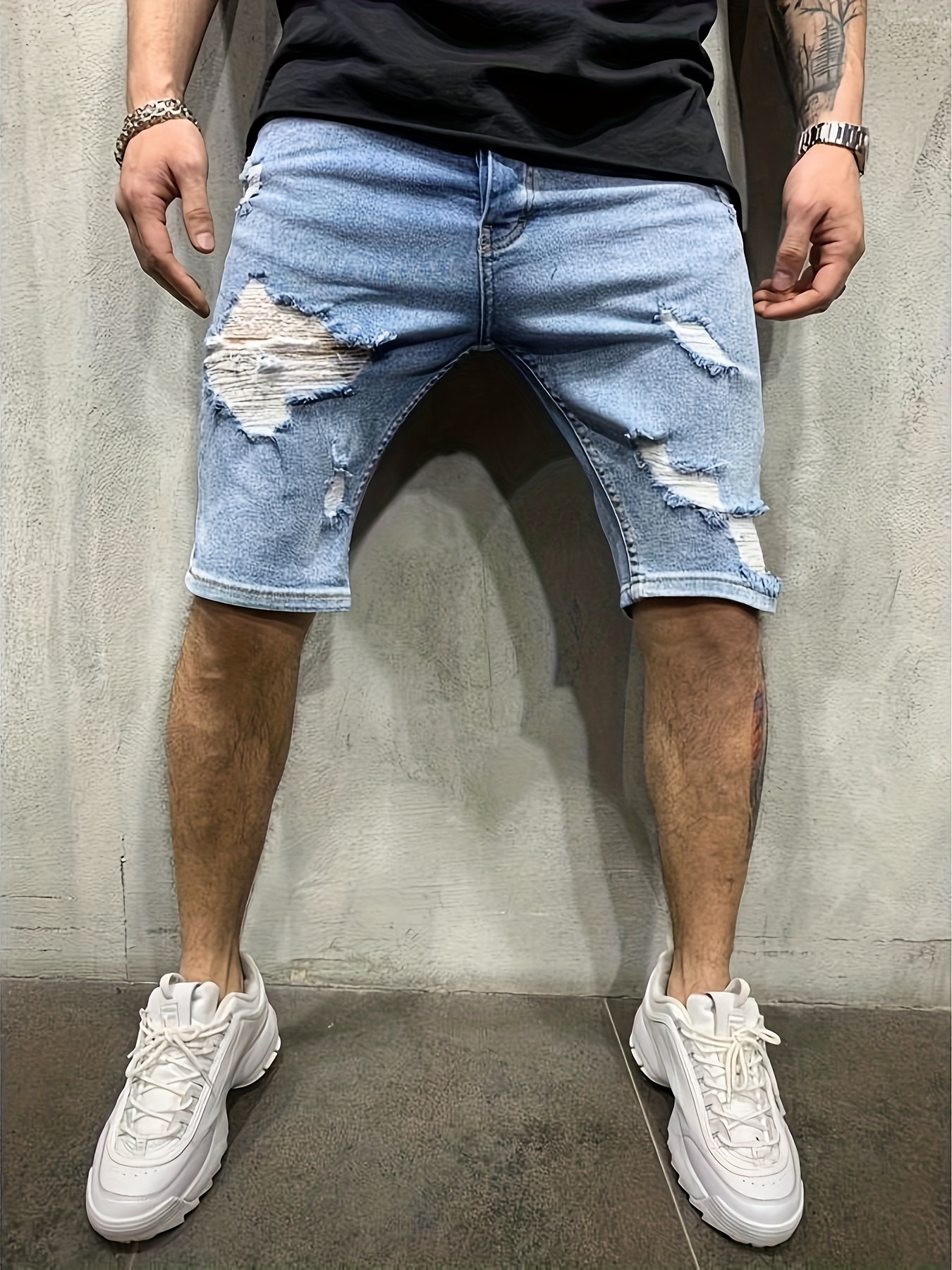 Men's Summer Breathable Ripped - Shorts Denim Frayed review and price
