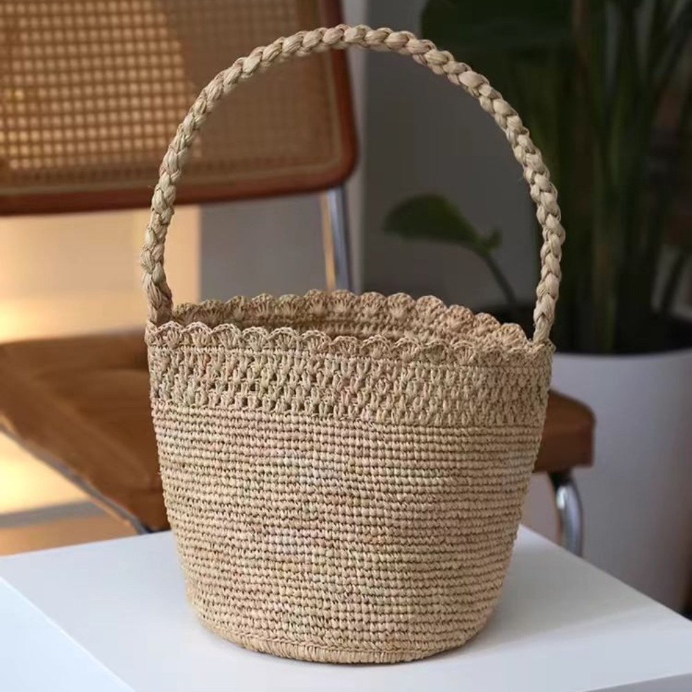Handmade Crochet Straw Bucket  - Crochet Bag Raffia review and price