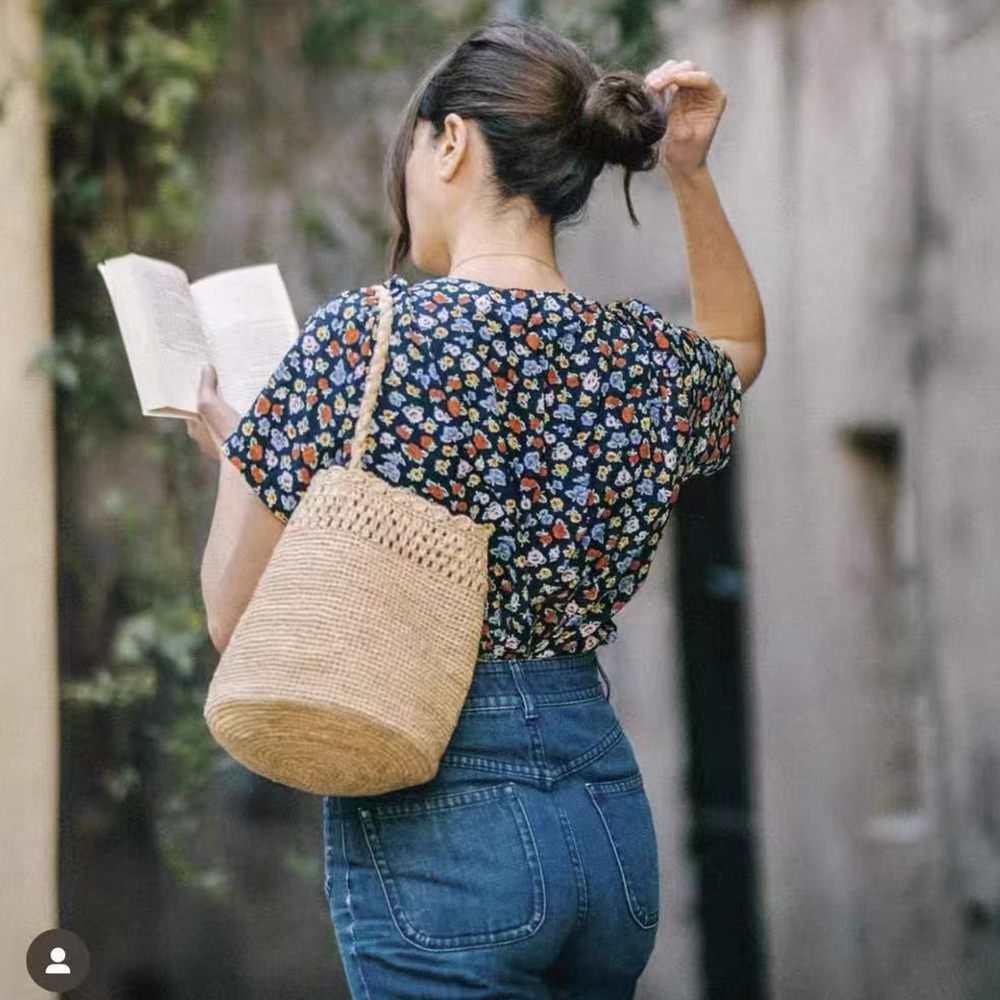 Handmade Crochet Straw Bucket  - Crochet Bag Raffia review and price