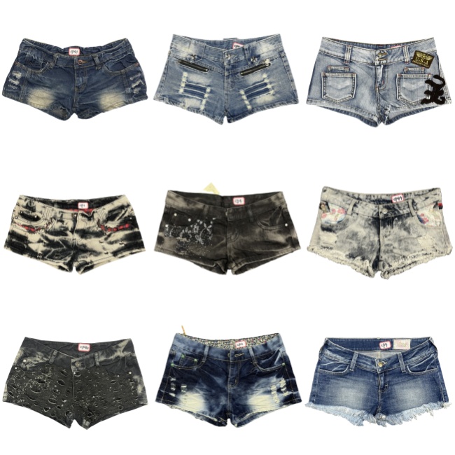 Low Waist Denim Hot Pants Mill - Shorts Denim Frayed review and price