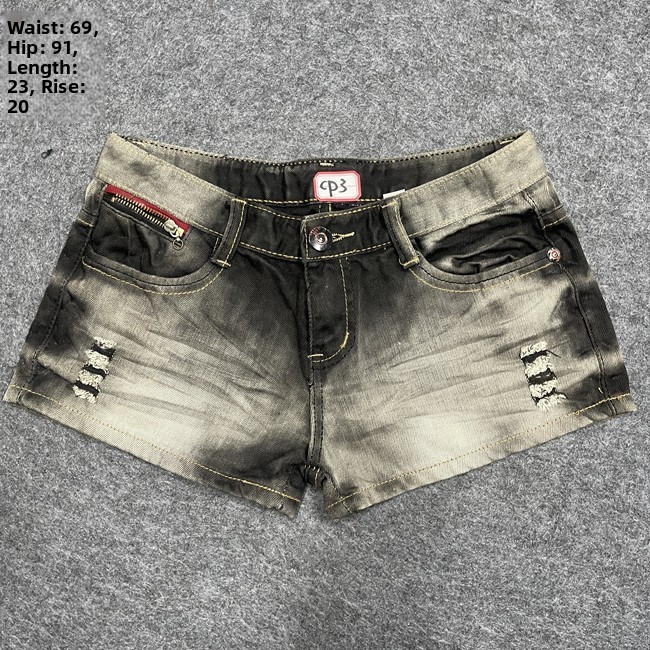 Low Waist Denim Hot Pants Mill - Shorts Denim Frayed review and price