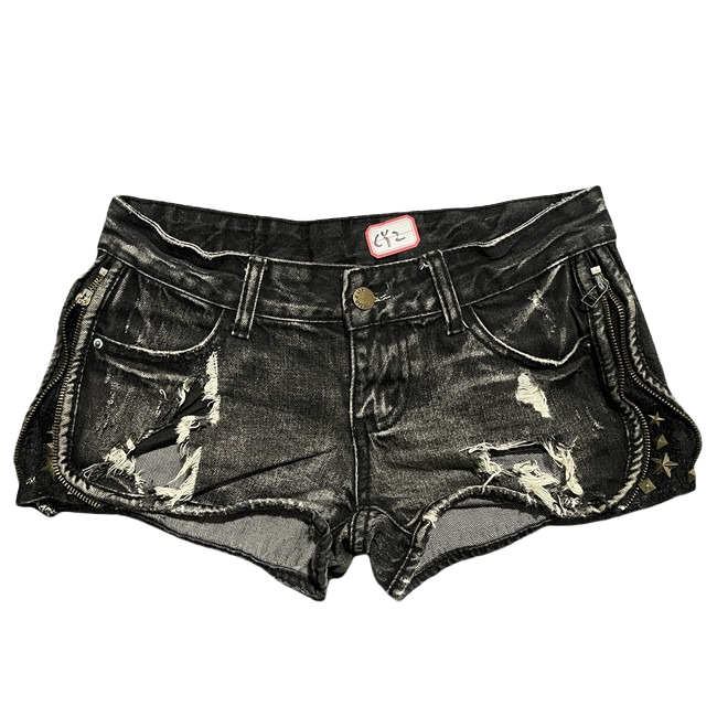 Low Waist Denim Hot Pants Mill - Shorts Denim Frayed review and price
