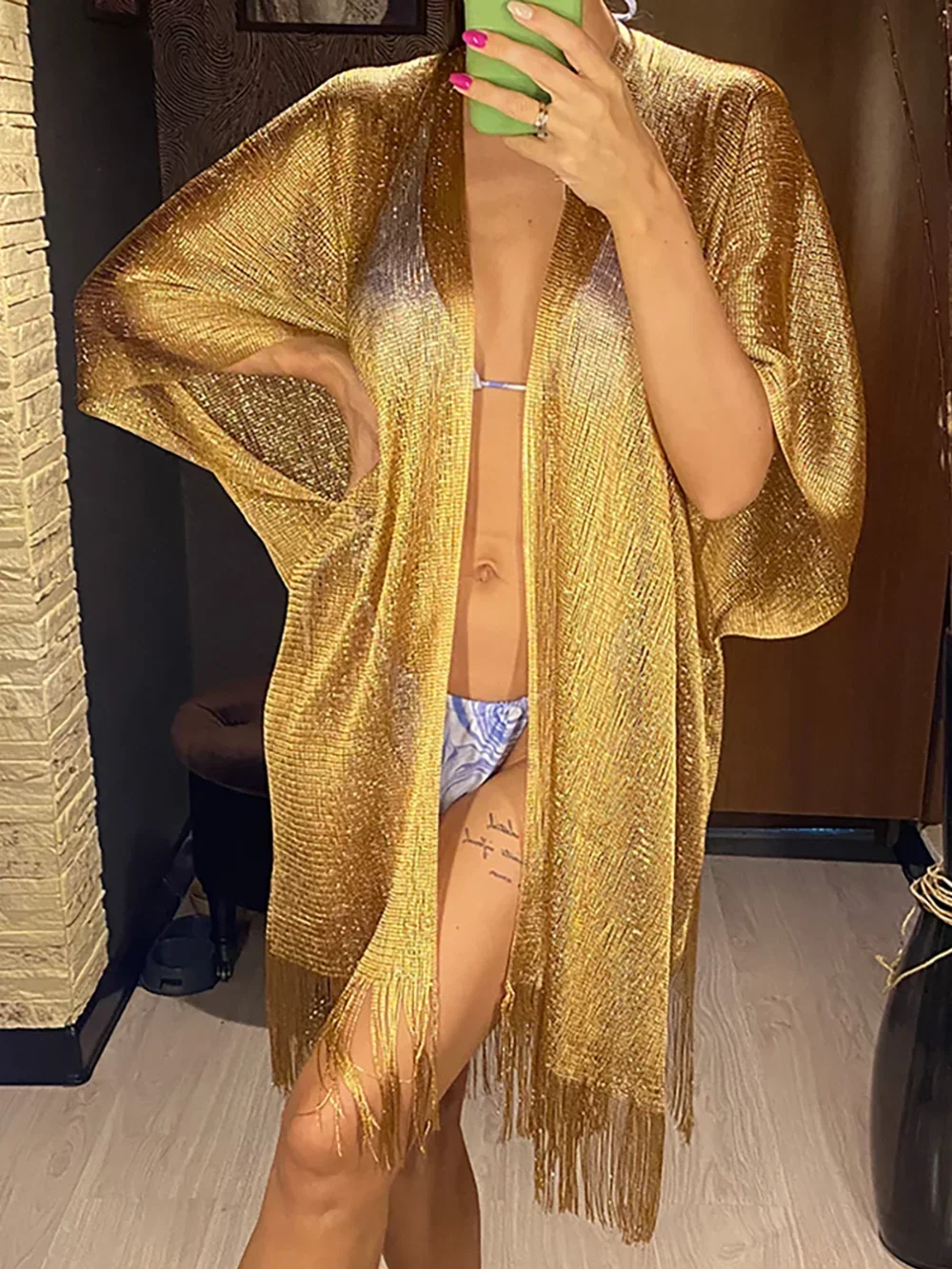Tassel Gold Bikini Cover Up Se - Cover Up Kaftan review and price