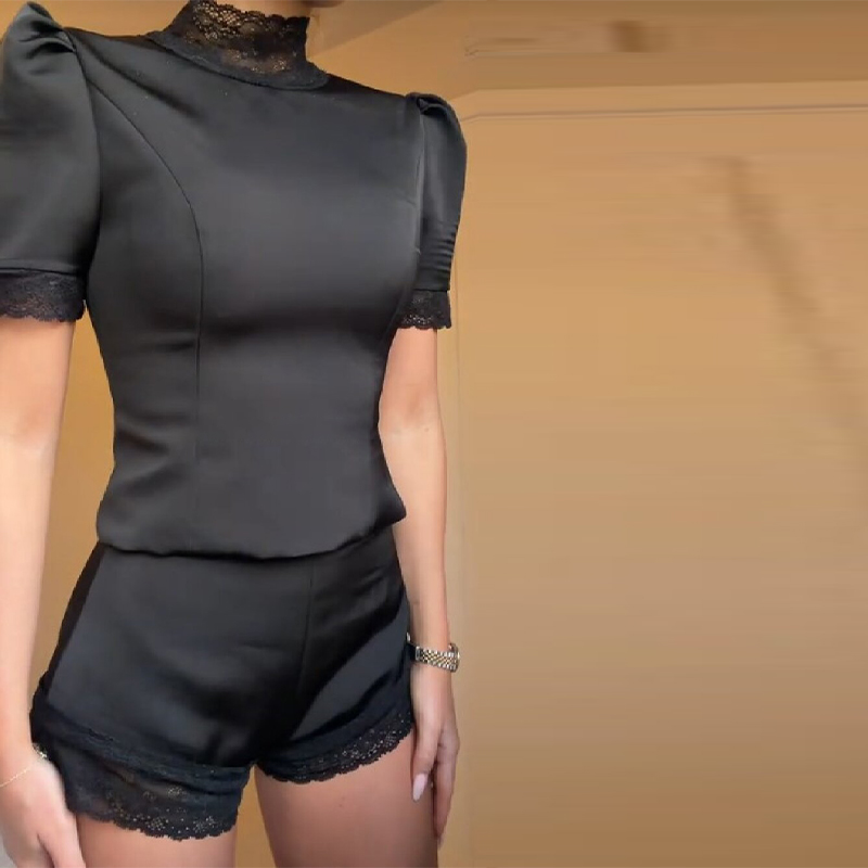New Satin Lace Edge Top Short  - Blouse Off Shoulder review and price