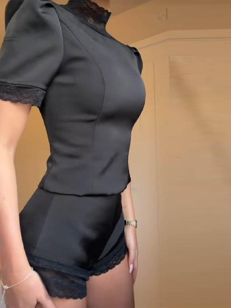 New Satin Lace Edge Top Short  - Blouse Off Shoulder review and price