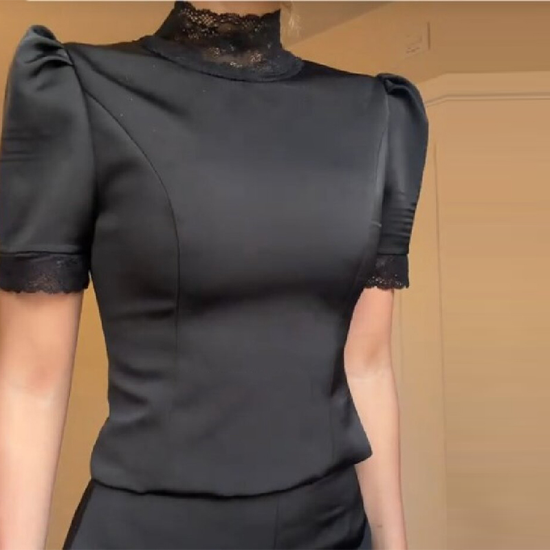 New Satin Lace Edge Top Short  - Blouse Off Shoulder review and price